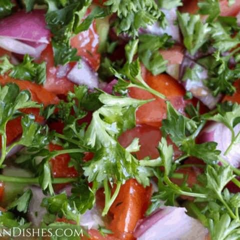 arabic salad close up with parsley