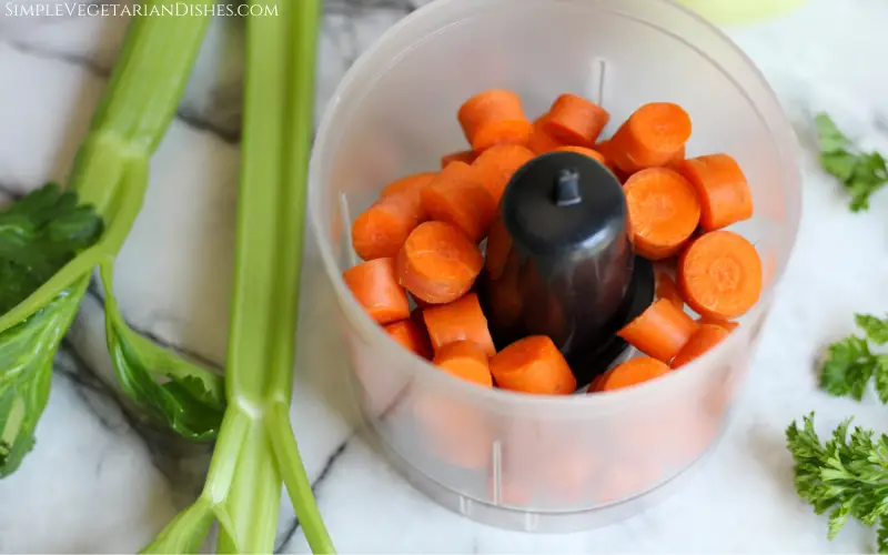 sliced carrots in food processor