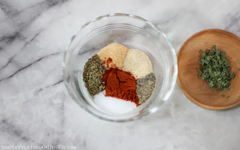 spices for breading in small bowls