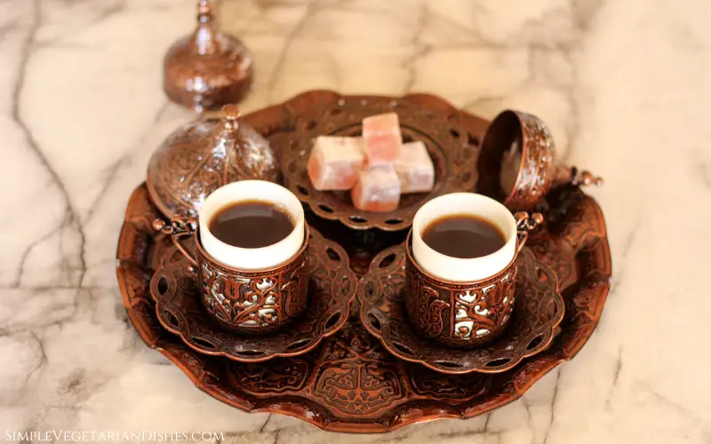 tray of Turkish coffee served for benefits of Turkish coffee article