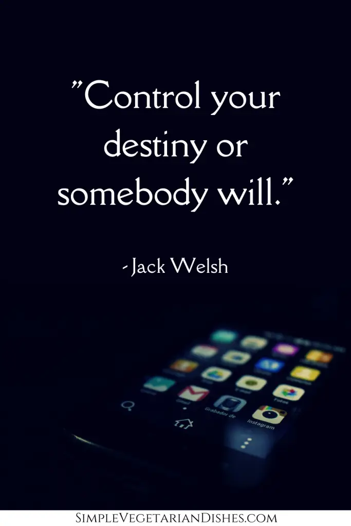 jack welsh quote with smartphone in background showing app icons